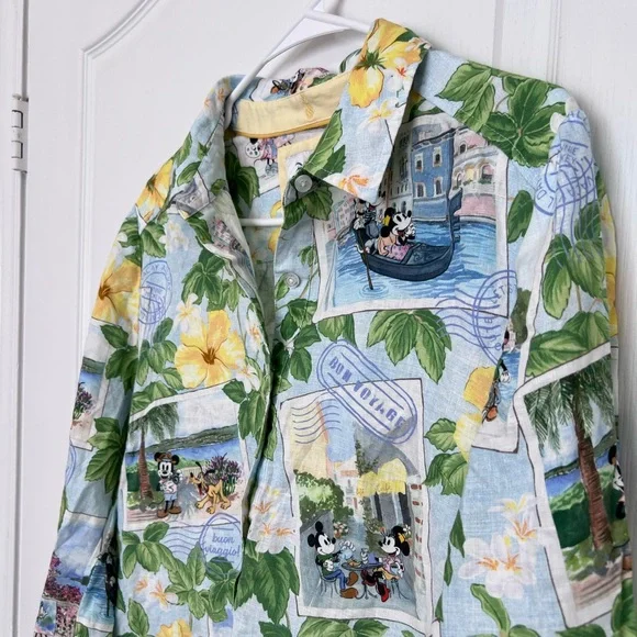 Tommy Bahama x Disney Coastalina 100% Linen Postcard to Paradise Dress size M - Picture 8 of 13
